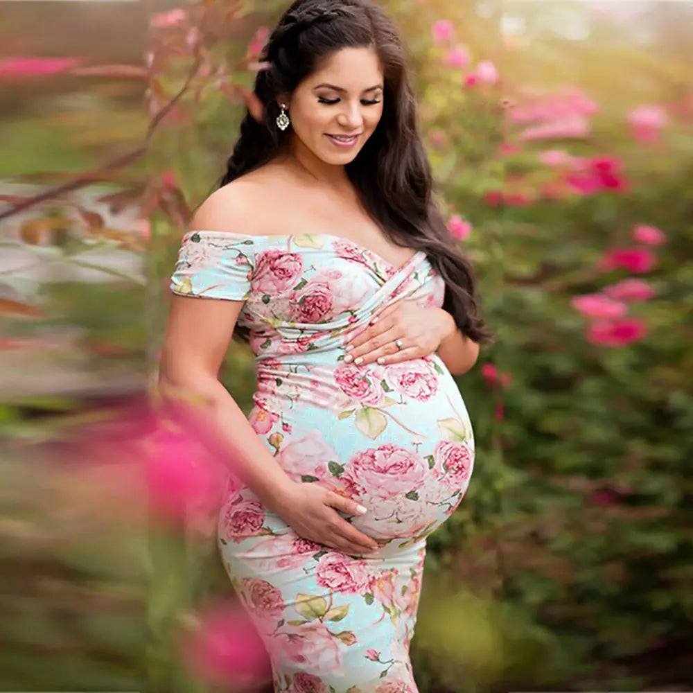 Cross V-Neck Short Sleeve Dress for Maternity Wear