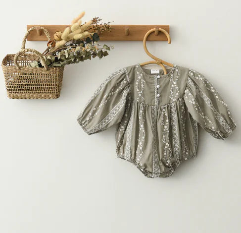Baby Bodysuit with Floral Embroidery (One)