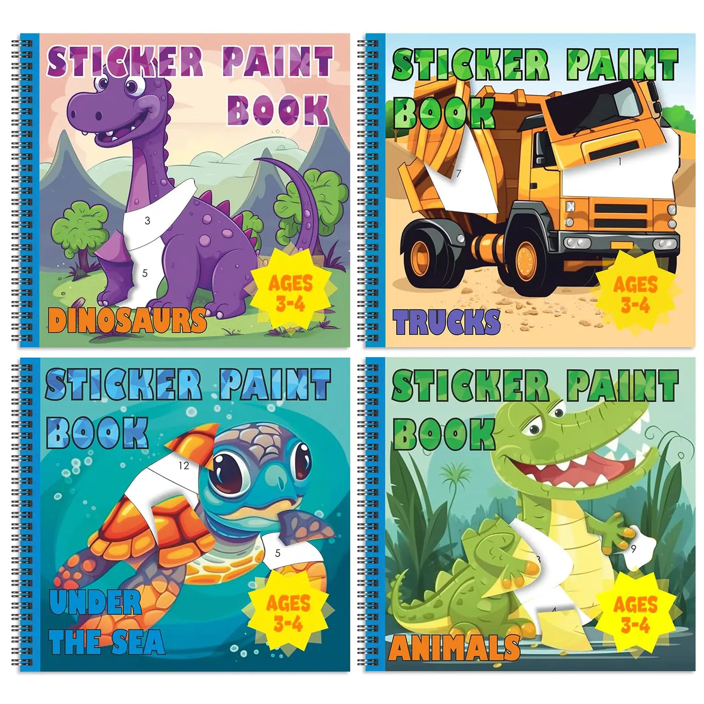 BulbaCraft 4Pcs Sticker Paint Books for Kids