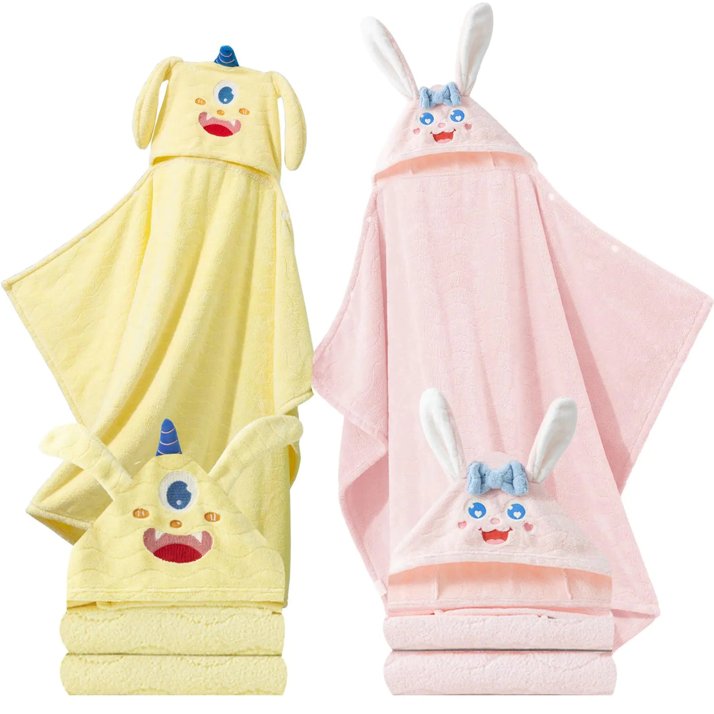 2 Pack Toddler Bath Swaddles with Hood