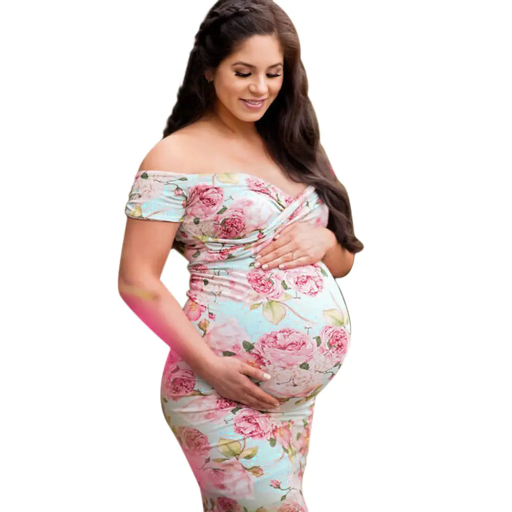 Cross V-Neck Short Sleeve Dress for Maternity Wear