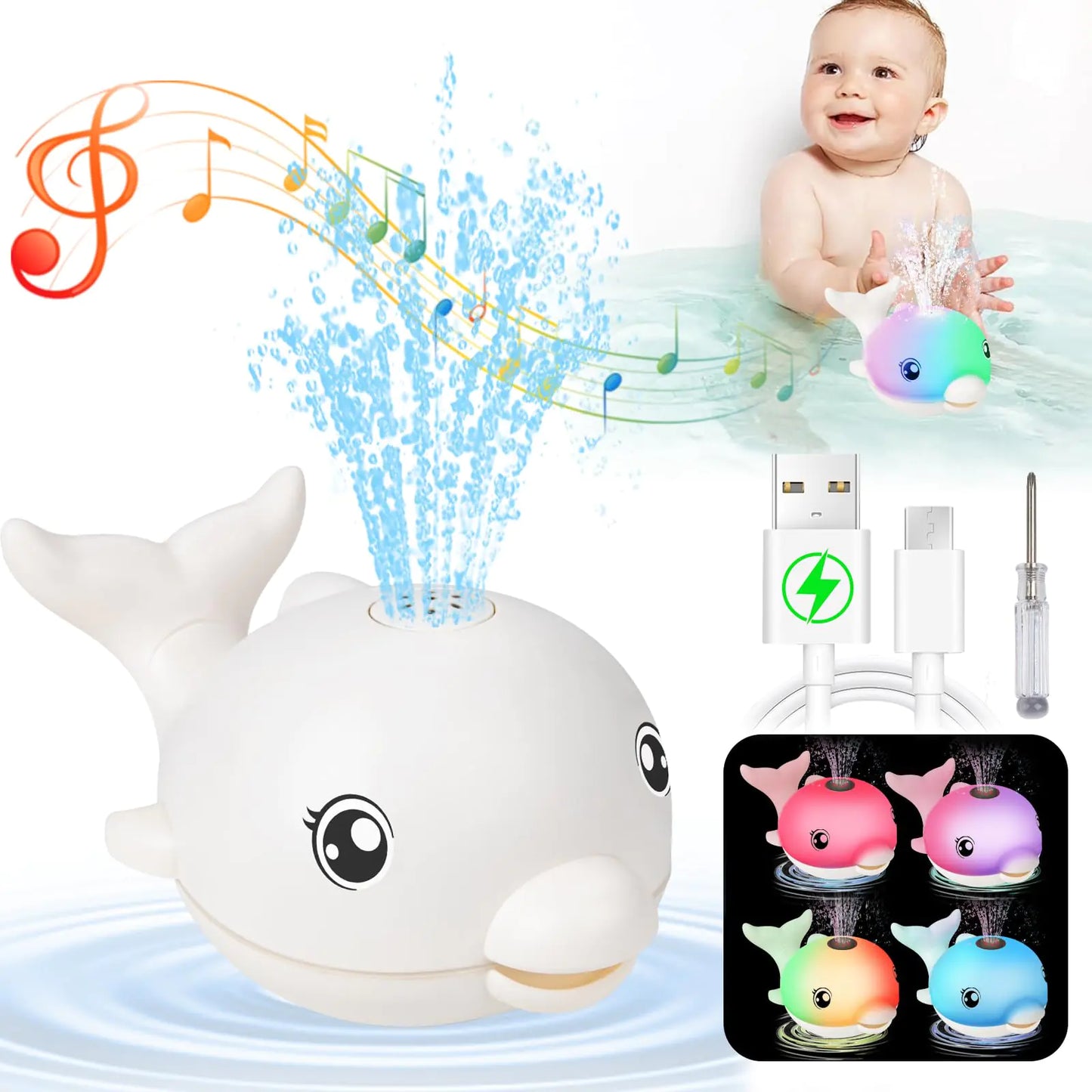 Rechargeable Baby Bath Toys Dolphin Spray