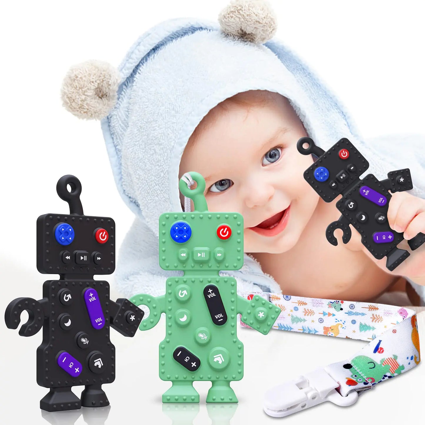 2 Pack Silicone Baby Teething Toys-