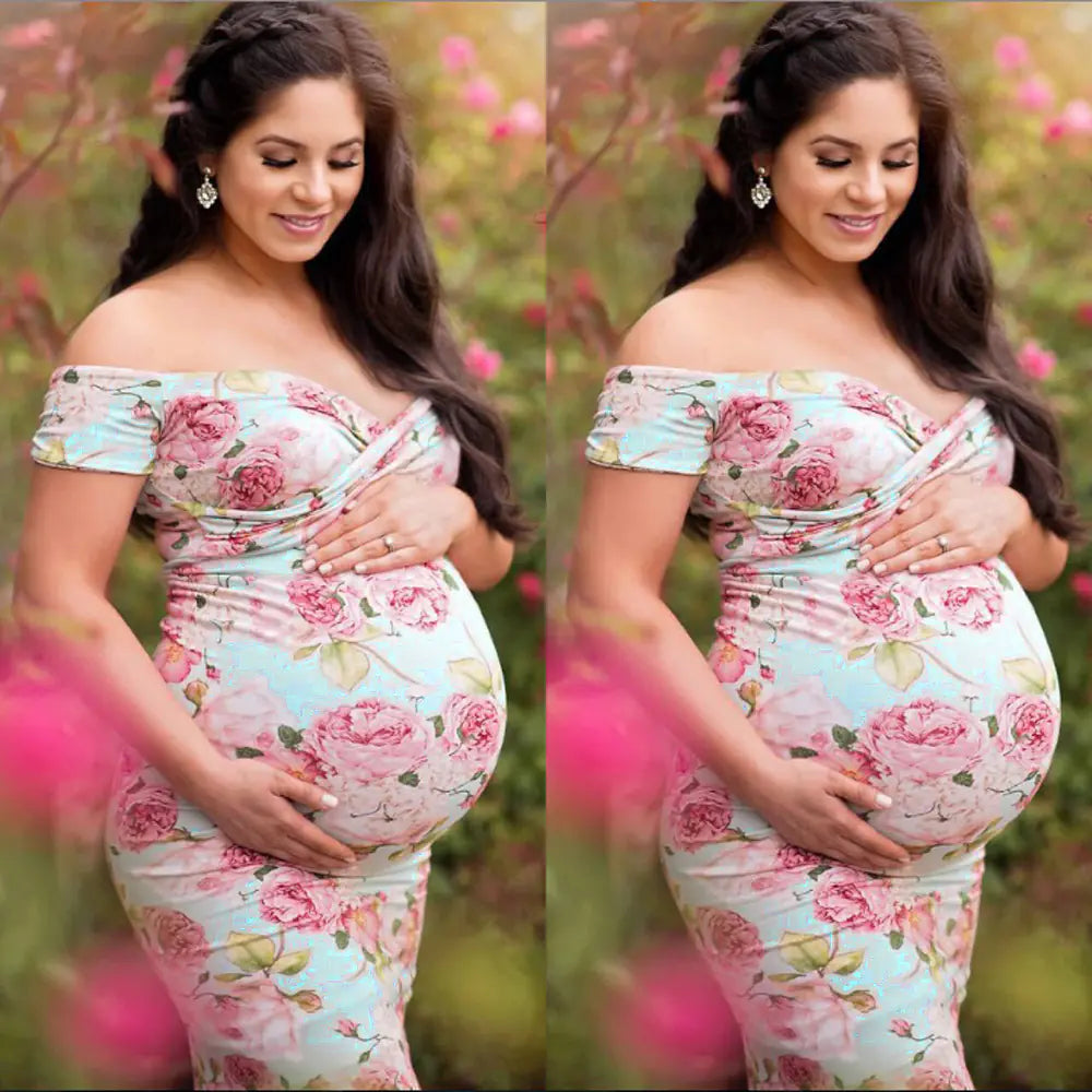 Cross V-Neck Short Sleeve Dress for Maternity Wear