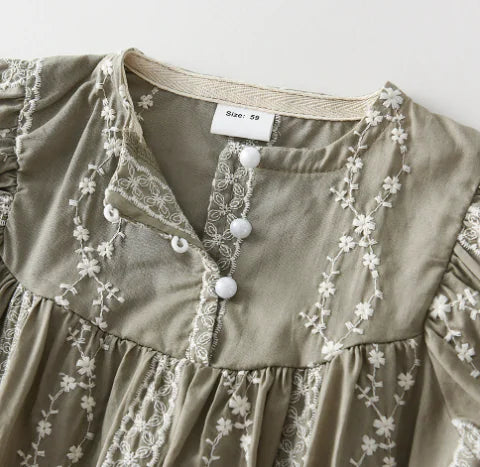 Baby Bodysuit with Floral Embroidery (One)