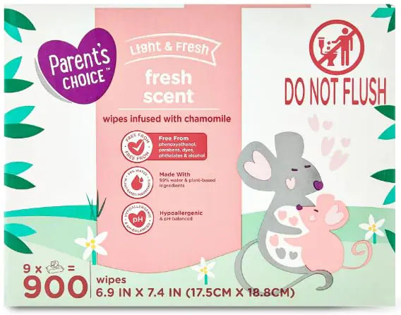 Parents Choice Fresh Scent Baby Wipes 900 Count