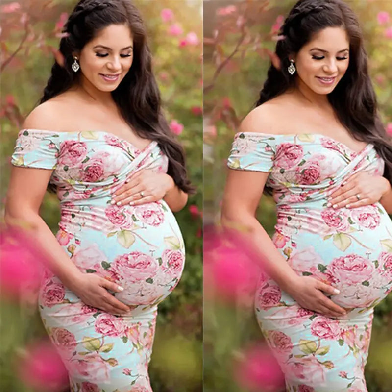 Cross V-Neck Short Sleeve Dress for Maternity Wear