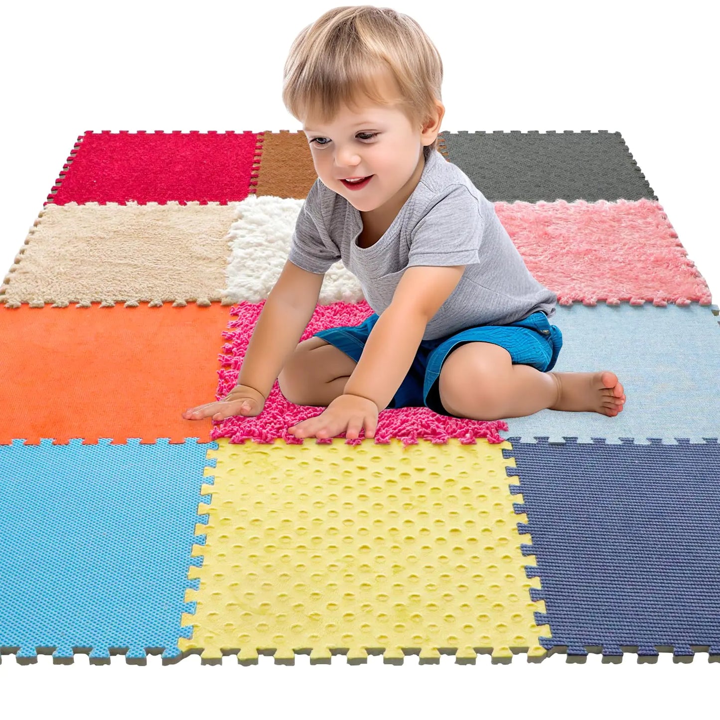 12 Set Sensory Floor Tiles - Textured Sensory Mats