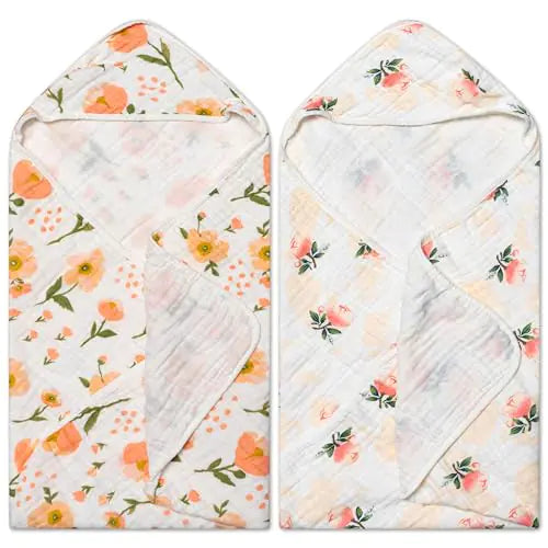 2Pcs Muslin Baby Hooded Blanket Towel