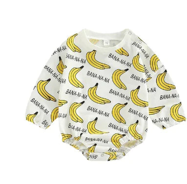 Winter Warm Banana Pattern Baby Bodysuit