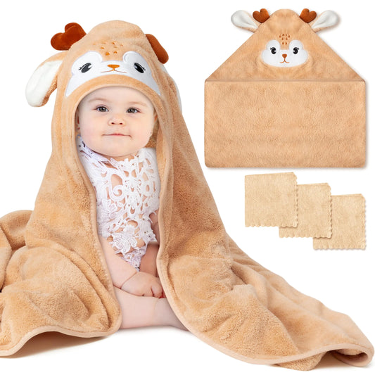 4Pcs Baby Animal Character Hooded Blanket