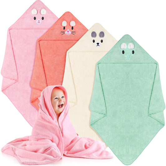 4 Pcs Baby Bath Blanket Coral Fleece Towel