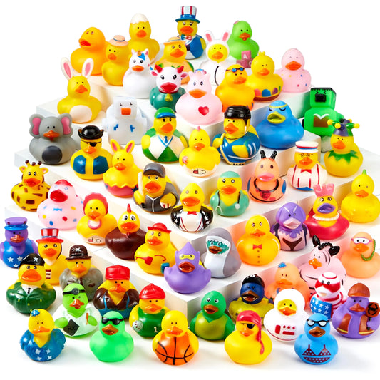 60 Pcs Rubber Ducks Bath Toys