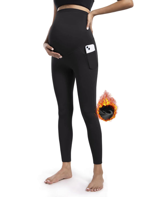 Women Maternity Fleece Lined Leggings Active Wear